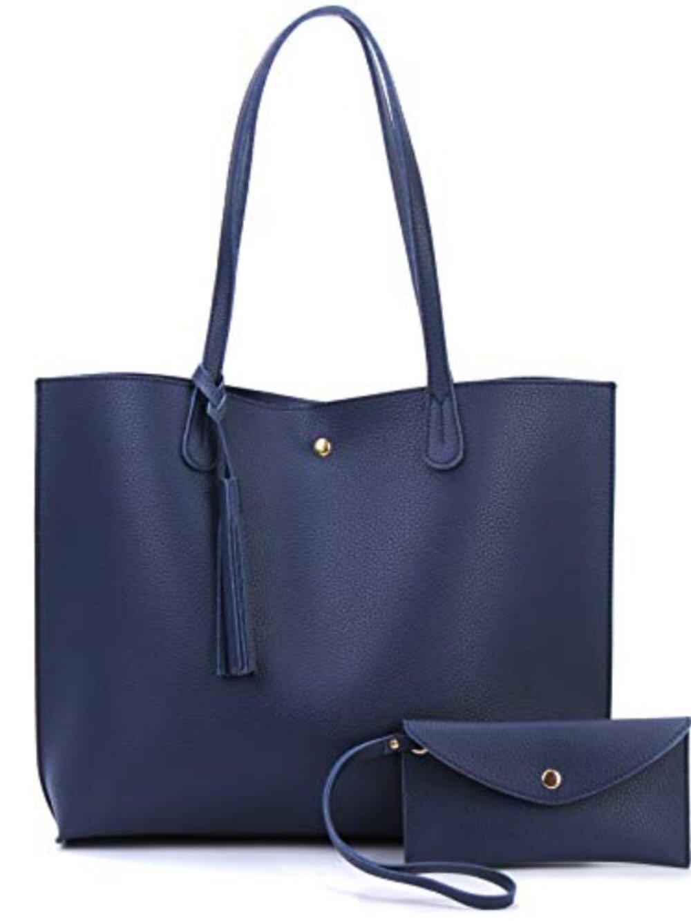 Pebbled Faux Leather Tote Womens Shoulder Handbag Minimalist Clean Cut